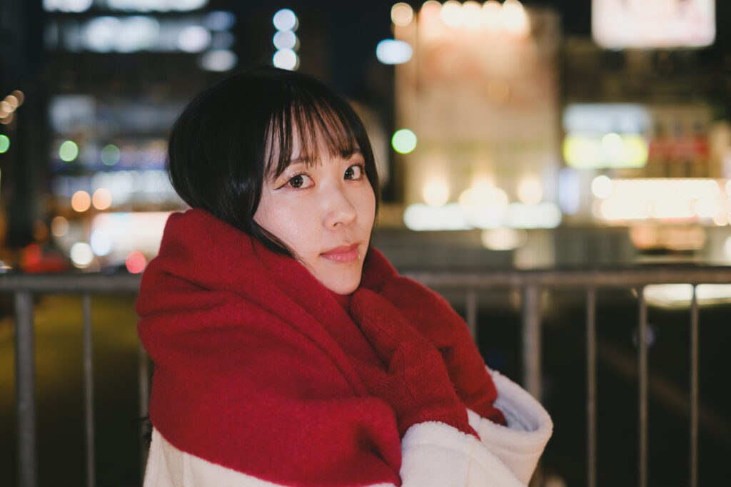 夜景バックのポートレート作例